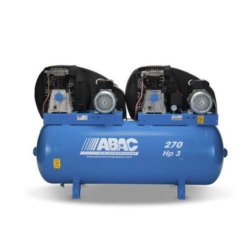 ABAC PRO A39 270 FM3串联空压机2 x 3HP 20.2CFM (FAD) 270 ltr接收机230V