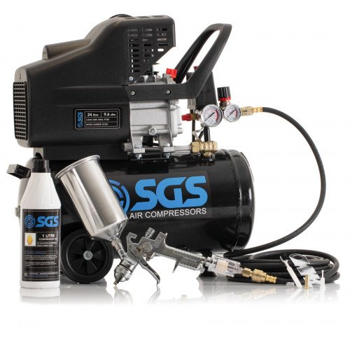 SGS 24升直接驱动空气压缩机和喷枪工具2.5 - 9.6 cfm惠普24 l