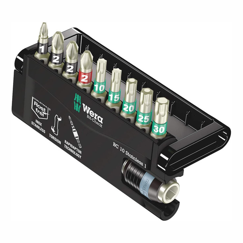 Wera 05071110001 BC10/9不锈钢扭转位检查PH/PZ/TX 10件套