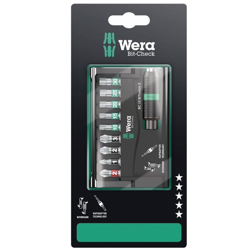 Wera 05073418001 8757-9/BTZ Premium Plus Bit-Check Mixed Bits 9-Piece Set