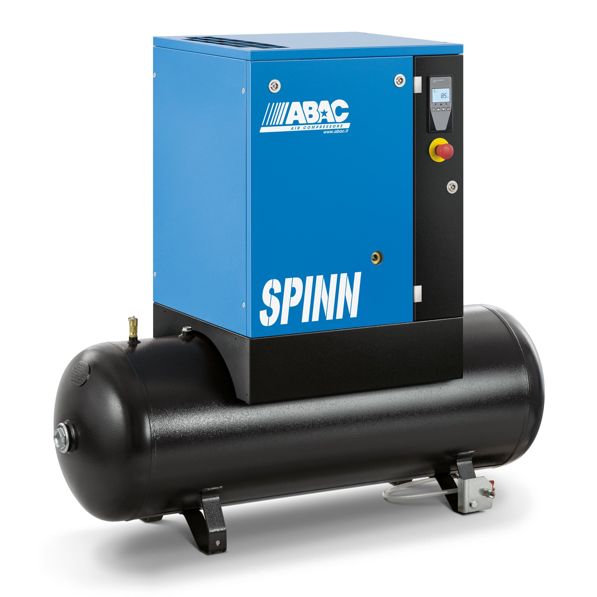 ABAC 4152054947螺杆空气压缩机- SPINN2 2 10 400/50K 200 E CE接收器安装200 l 10.4 cfm 10条3 hp