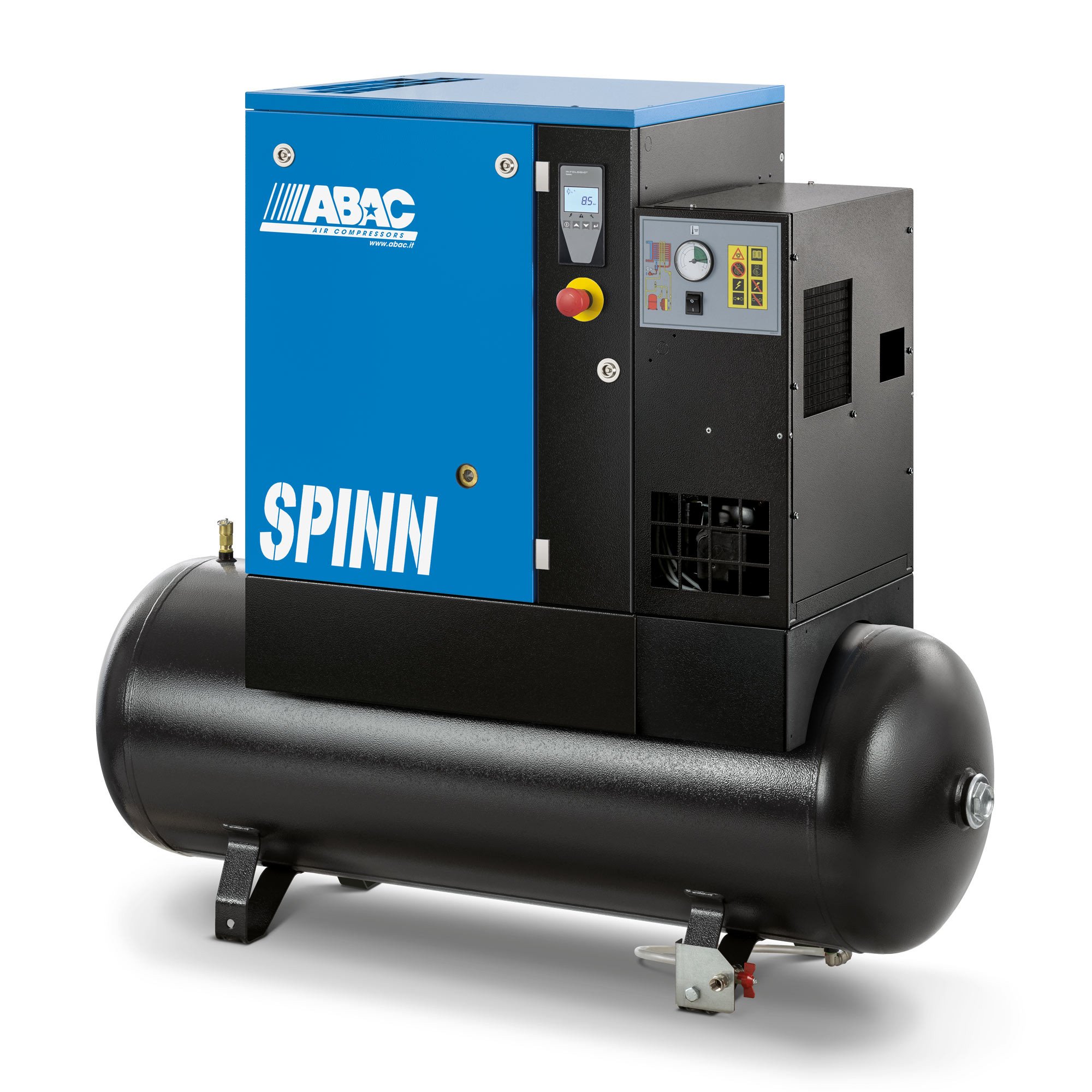 ABAC 4152055001螺杆空气压缩机- SPINN7 5 E 10 400/50 200 E CE接收器安装干燥机200 l 34.7 cfm 10条10 hp