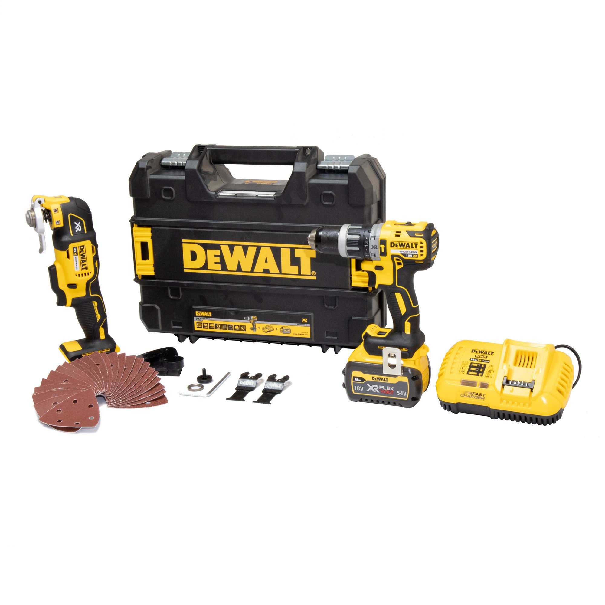 DeWalt DCD796T1T-K3双包6Ah套件-组合钻头和多工具