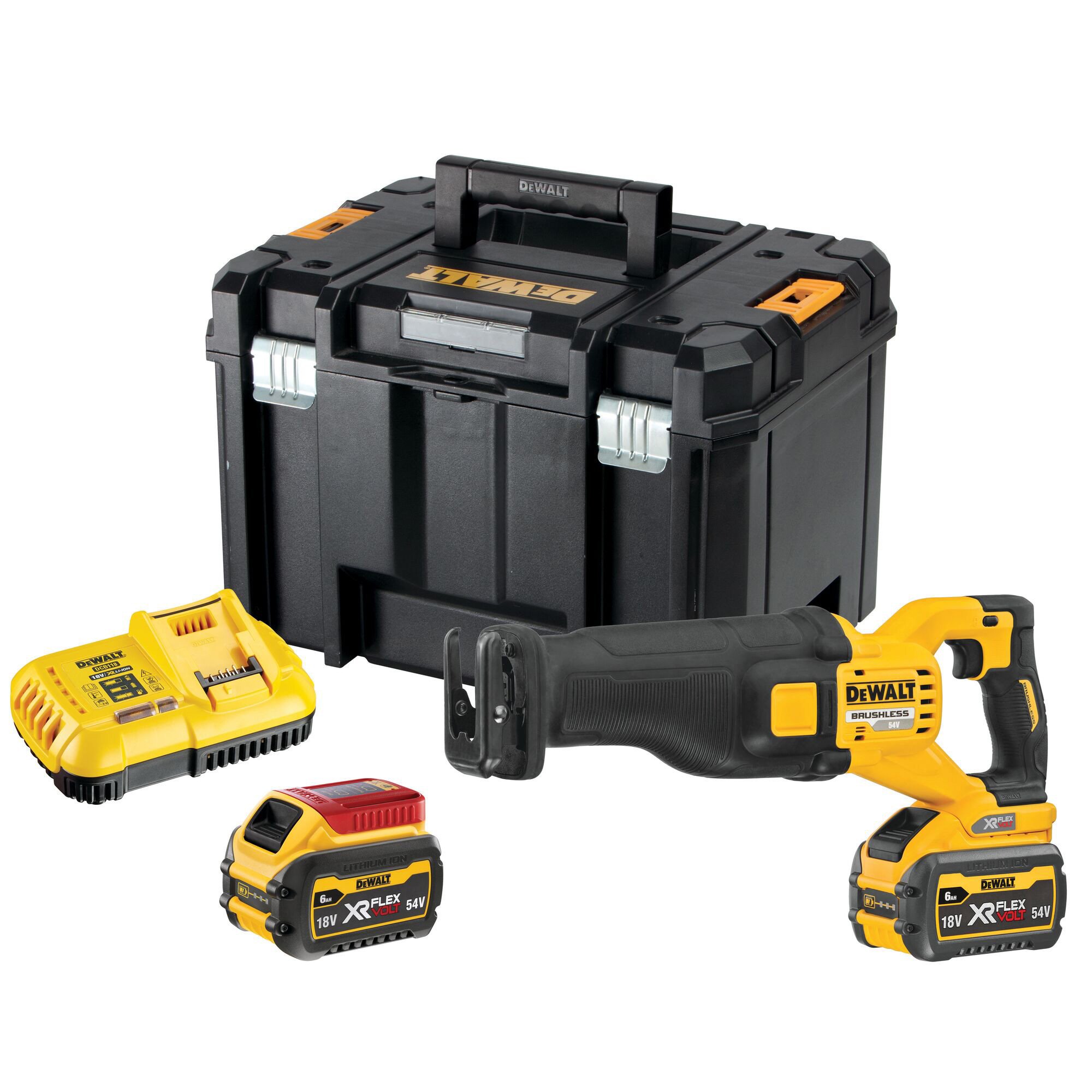 DeWalt DCS389T2-GB 54V XR Flexvolt无刷往复锯套件- 2 x 6Ah电池