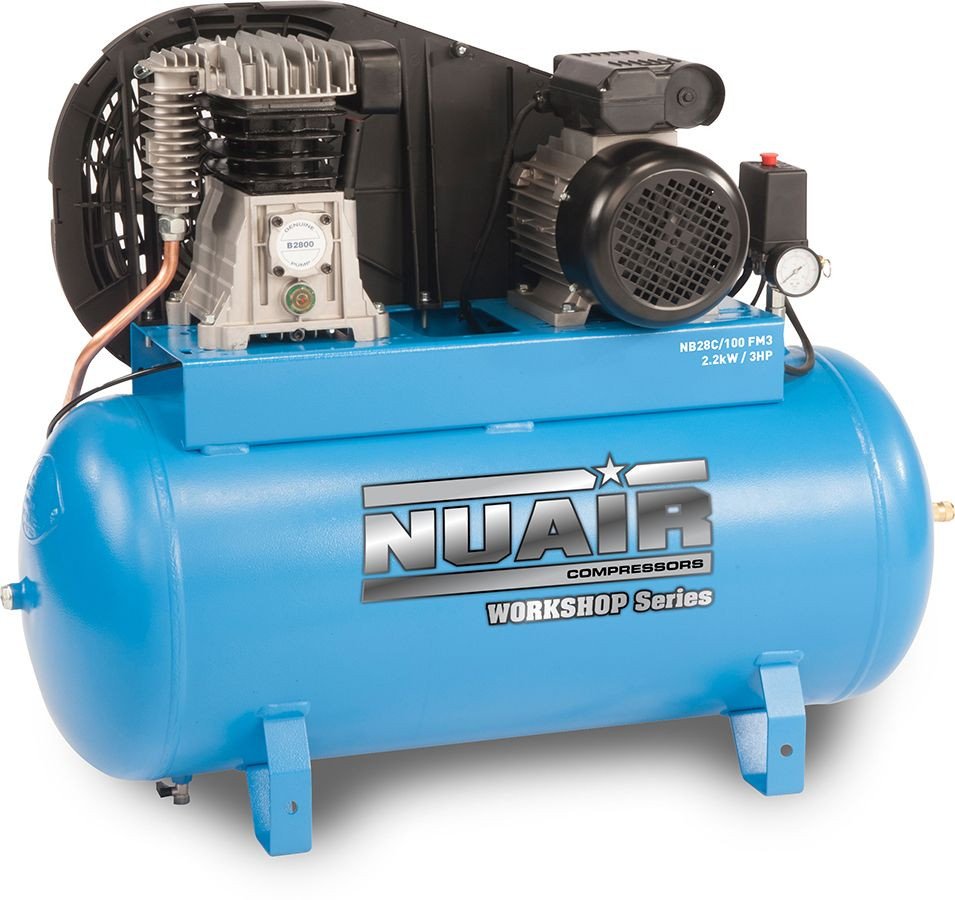 Nuair 100升专业皮带驱动固定式空气压缩机- 12.5 CFM 3马力