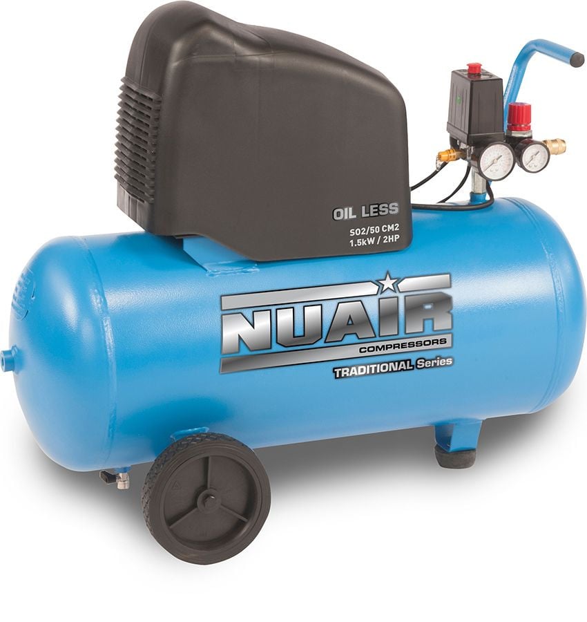 Nuair 50升少油直接驱动空气压缩机- 8.1 CFM 2马力