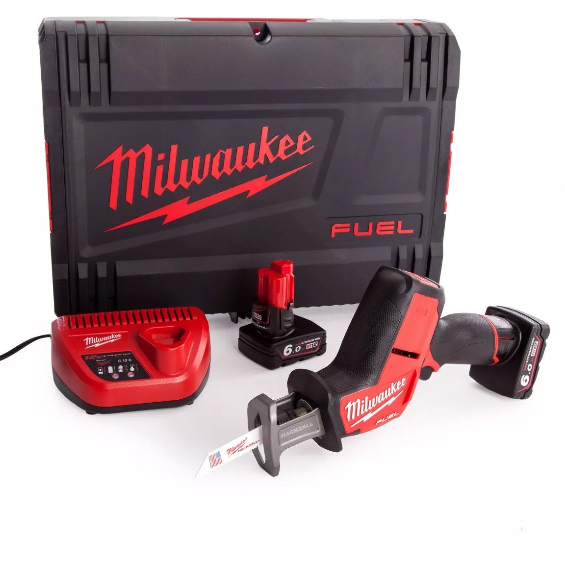 Milwaukee M12CHZ-0 12V FUEL Hackzall套件2x 6Ah电池(仅机身)
